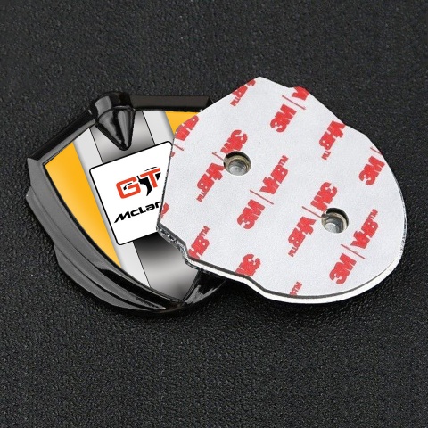 Mclaren GT Domed Emblem Badge Graphite Orange Frame Grey Stripes Design