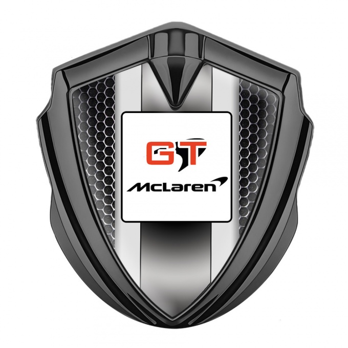 Mclaren GT Bodyside Domed Emblem Graphite Dark Mesh Grey Stripes Design