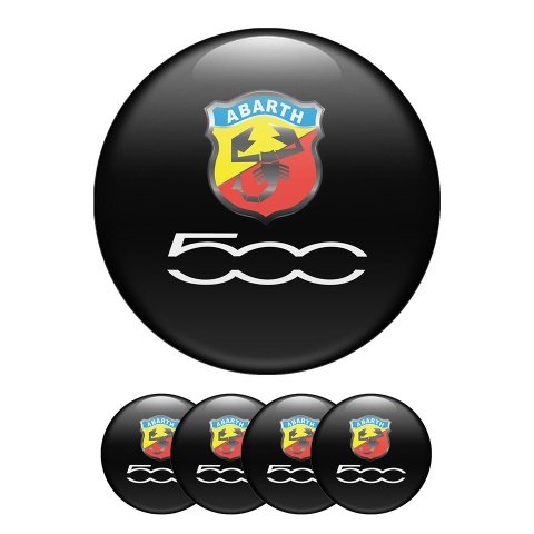 Fiat Abarth 500 Wheel Center Caps Emblem Black line 