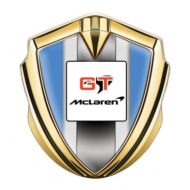 Mclaren GT Emblem Metal Badge Gold Blue Frame Grey Stripes Edition