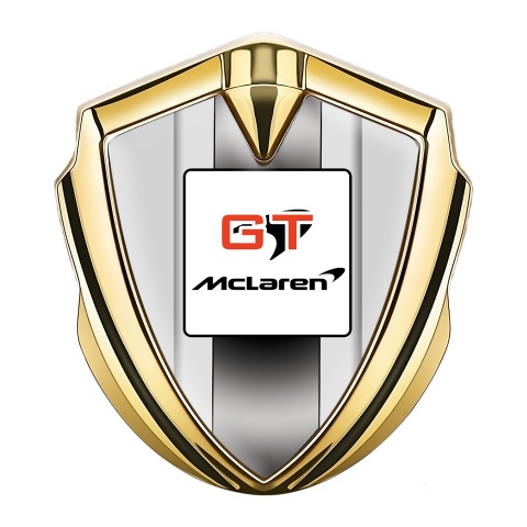 Mclaren GT 3d Emblem Badge Gold Light Frame Grey Stripes Edition