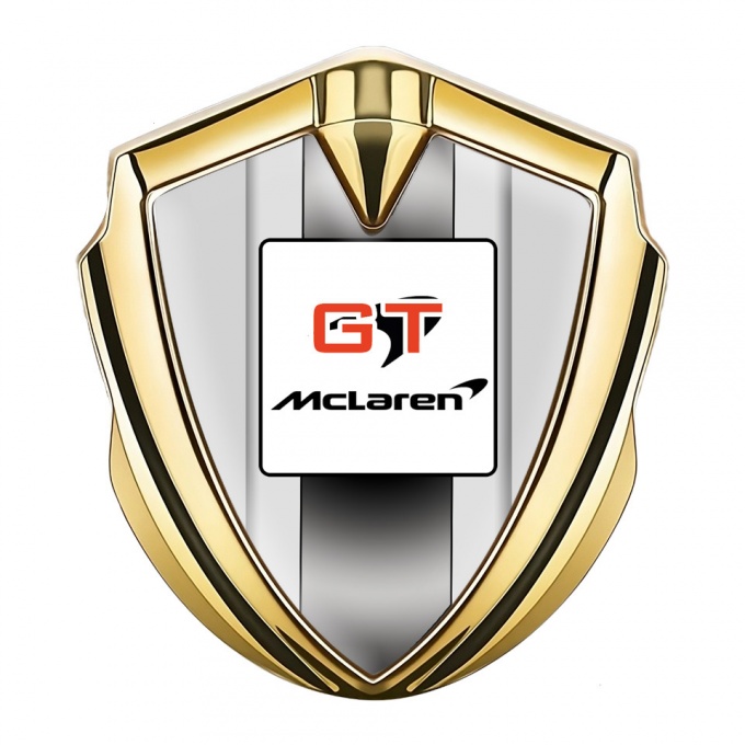 Mclaren GT 3d Emblem Badge Gold Light Frame Grey Stripes Edition