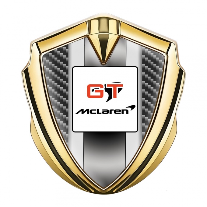 Mclaren GT Silicon Emblem Badge Gold Dark Carbon Grey Stripes Edition