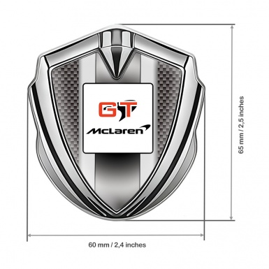 Mclaren GT Emblem Car Badge Silver Grey Carbon Grey Stripes Edition