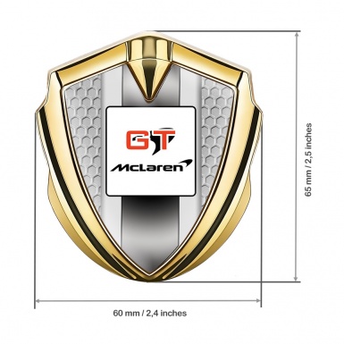 Mclaren GT Emblem Silicon Badge Gold Honeycomb Grey Stripes Edition