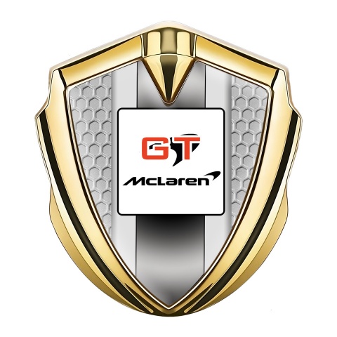 Mclaren GT Emblem Silicon Badge Gold Honeycomb Grey Stripes Edition