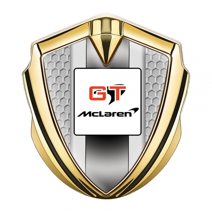 Mclaren GT Emblem Silicon Badge Gold Honeycomb Grey Stripes Edition
