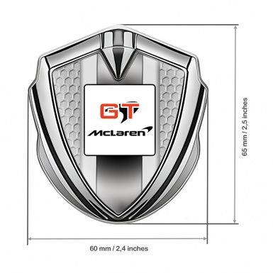 Mclaren GT Emblem Silicon Badge Silver Honeycomb Grey Stripes Edition