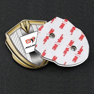 Mclaren GT Metal Domed Emblem Gold White Carbon Grey Stripes Design