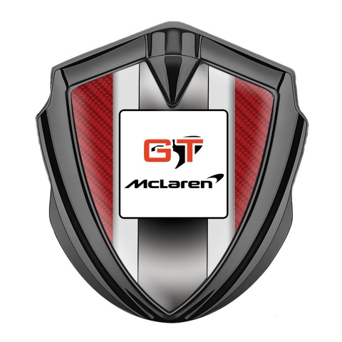 Mclaren GT Badge Self Adhesive Graphite Red Carbon Grey Stripes Design