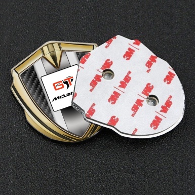 Mclaren GT Emblem Fender Badge Gold Black Carbon Grey Stripes Design