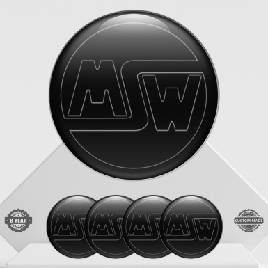 MSW Wheel Emblem for Center Caps Black Base Dark Logo Design
