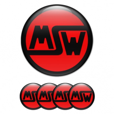MSW Emblem for Wheel Center Caps Red Black Ring Logo Edition