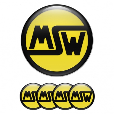 MSW Emblem for Center Wheel Caps Yellow Black Ring Logo Edition