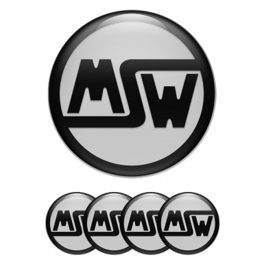 MSW Center Wheel Caps Stickers Grey Black Ring Logo Edition