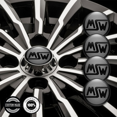 MSW Emblems for Center Wheel Caps Carbon Black Ring Logo Edition