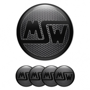 MSW Wheel Stickers for Center Caps Dark Mesh Black Ring Logo
