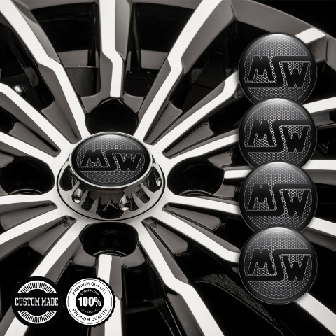 MSW Wheel Stickers for Center Caps Dark Mesh Black Ring Logo