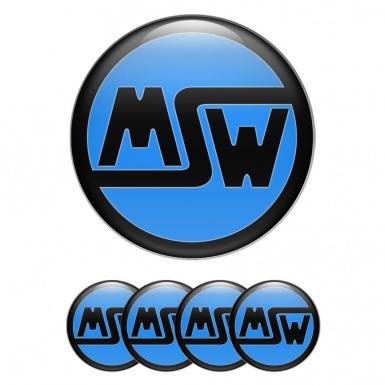 MSW Center Caps Wheel Emblem Blue Base Black Ring Logo
