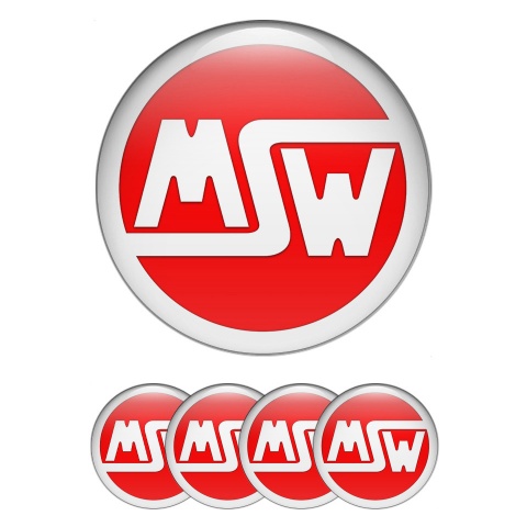 MSW Emblem for Wheel Center Caps Crimson Base White Logo