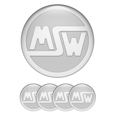 MSW Center Wheel Caps Stickers Light Grey Base White Logo