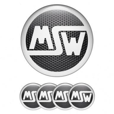 MSW Wheel Stickers for Center Caps Dark Grate Base White Logo
