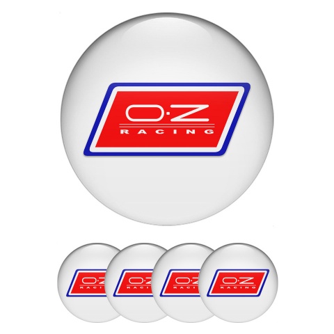 OZ Stickers for Wheels Center Caps White Base Blue Red Racing Logo