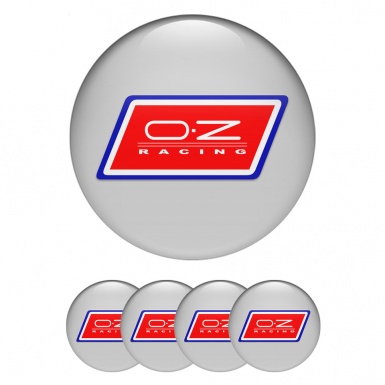 OZ Center Wheel Caps Stickers Grey Base Blue Red Racing Logo