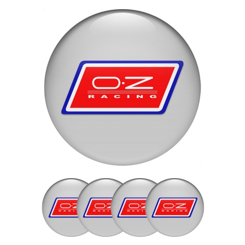 OZ Center Wheel Caps Stickers Grey Base Blue Red Racing Logo