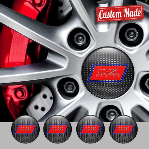 OZ Emblem for Wheel Center Caps Dark Grate Blue Red Racing Design