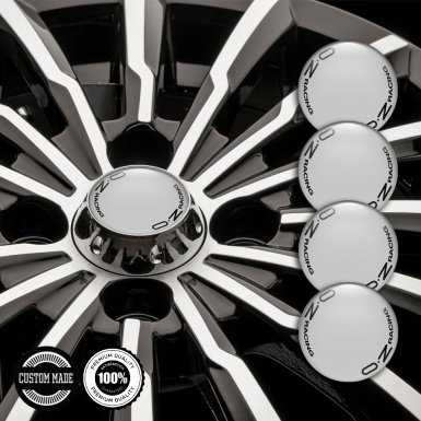 OZ Center Wheel Caps Stickers Light Grey Black Circle Logo Edition