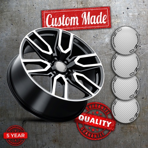OZ Wheel Stickers for Center Caps White Carbon Black Circle Logo Design