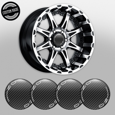OZ Domed Stickers for Wheel Center Caps Black Carbon White Circular Logo