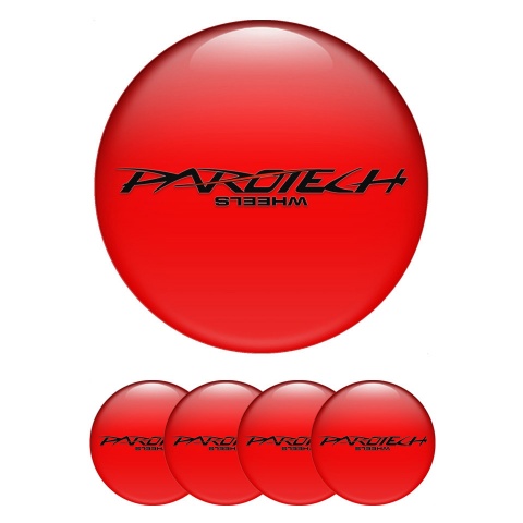 Parotech Emblems for Center Wheel Caps Crimson Base Black Logo Red Line