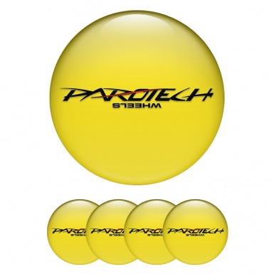 Parotech Emblems for Center Wheel Caps Yellow Base Black Logo Red Line