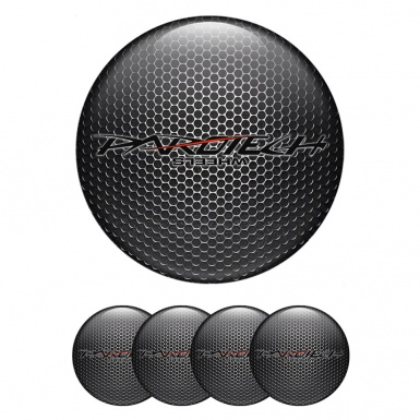 Parotech Center Caps Wheel Emblem Dark Grate Black Logo Red Line