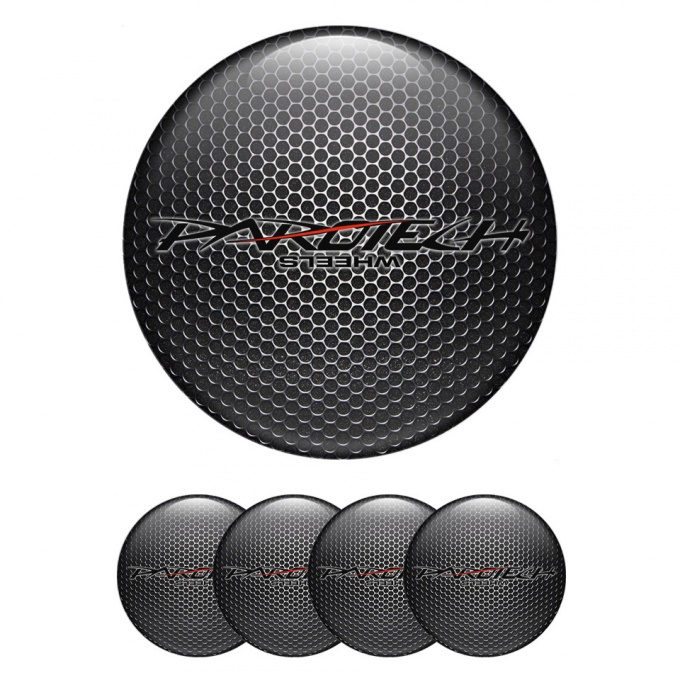 Parotech Center Caps Wheel Emblem Dark Grate Black Logo Red Line