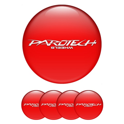 Parotech Wheel Emblem for Center Caps Crimson Base White Logo Red Line