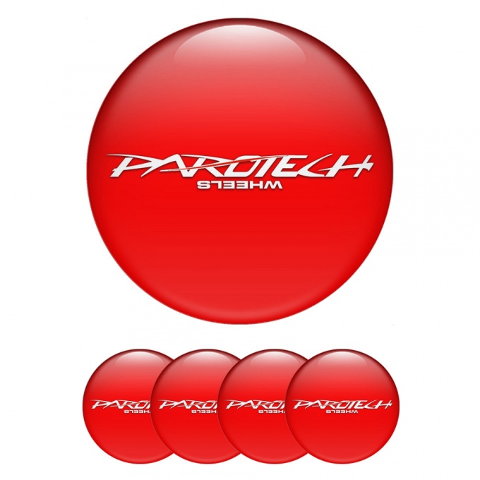 Parotech Wheel Emblem for Center Caps Crimson Base White Logo Red Line