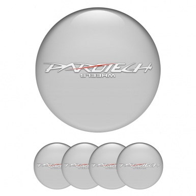 Parotech Emblem for Wheel Center Caps Grey Base White Logo Red Line