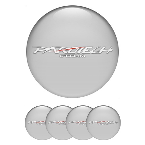Parotech Emblem for Wheel Center Caps Grey Base White Logo Red Line