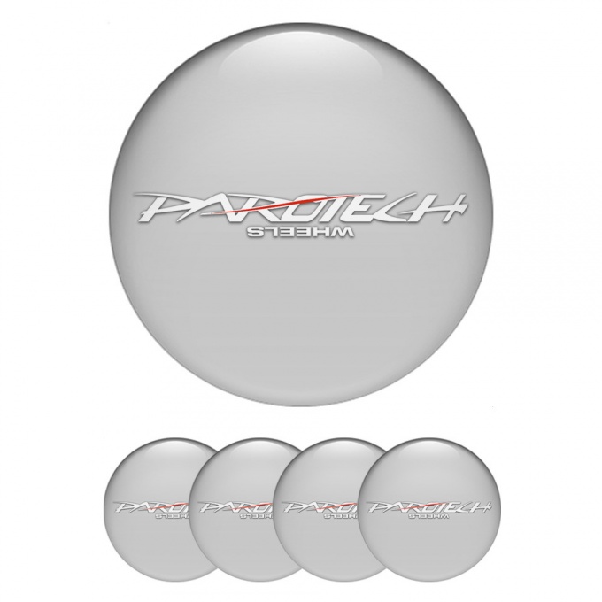 Parotech Emblem for Wheel Center Caps Grey Base White Logo Red Line