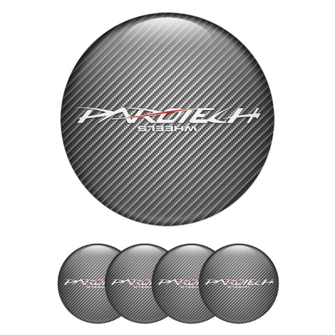 Parotech Center Wheel Caps Stickers Light Carbon White Logo Red Line