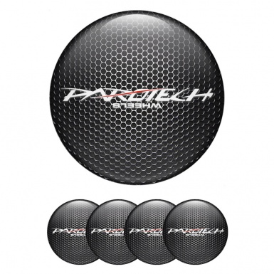 Parotech Emblems for Center Wheel Caps Dark Mesh White Logo Red Line