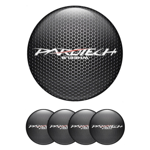 Parotech Emblems for Center Wheel Caps Dark Mesh White Logo Red Line