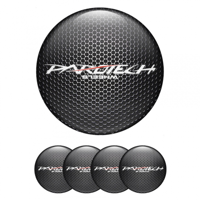 Parotech Emblems for Center Wheel Caps Dark Mesh White Logo Red Line