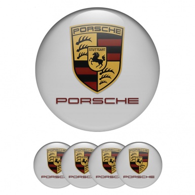 Porsche Center Wheel Caps Stickers Grey Base Classic Shield