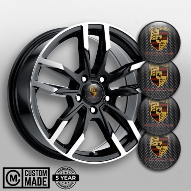 Porsche Wheel Stickers for Center Caps Dark Grate Classic Shield Logo