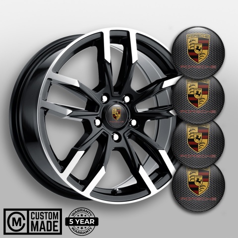 Porsche Wheel Stickers for Center Caps Dark Grate Classic Shield Logo