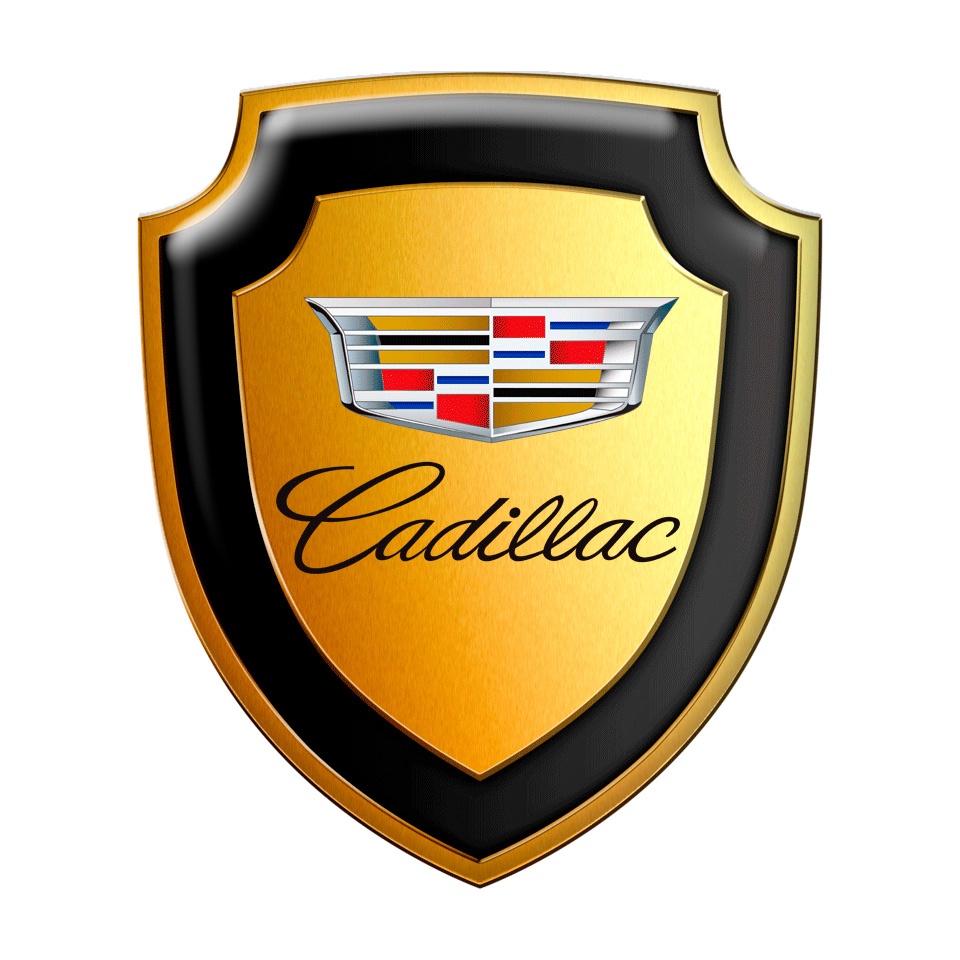 Cadillac Silicone Sticker Gold Metal Effect Colour Logo Domed